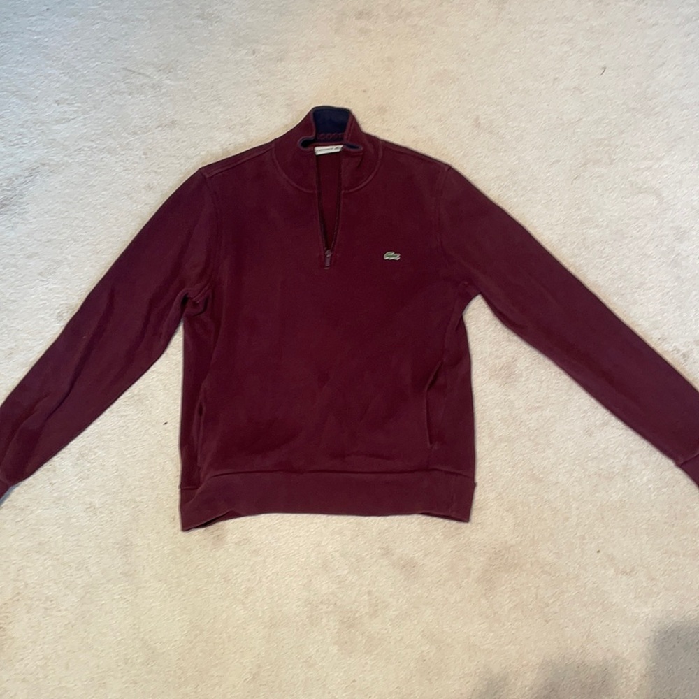 Lacoste men’s medium maroon quarter zip